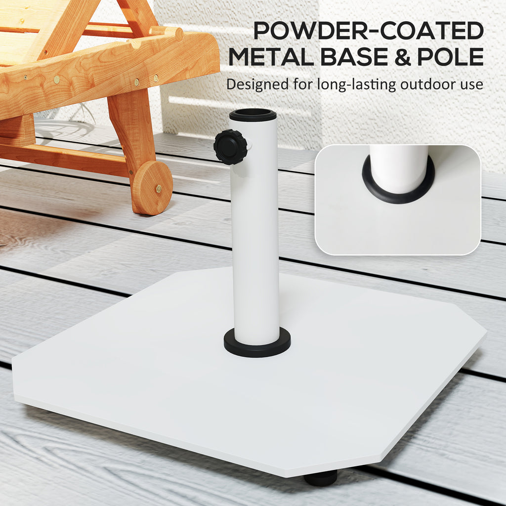 Square Patio Umbrella Base, 41 lbs Metal Umbrella Stand Base with Adjustable Foot Pads, Heavy Duty Patio Umbrella Holder for 1.3"/1.5"/1.9" Umbrella Poles for Outdoor, Lawn, Poolside, White