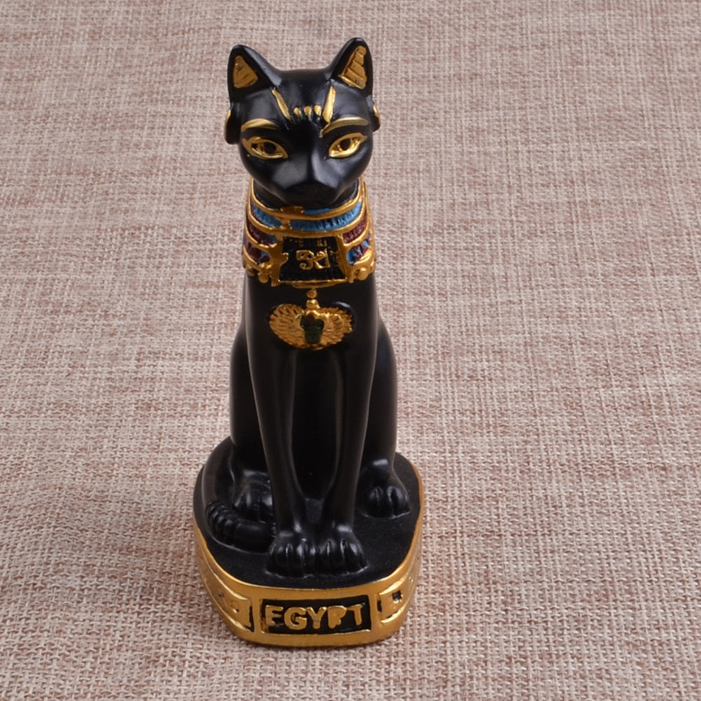 Black and White Egyptian Cat God Resin Decor Piece