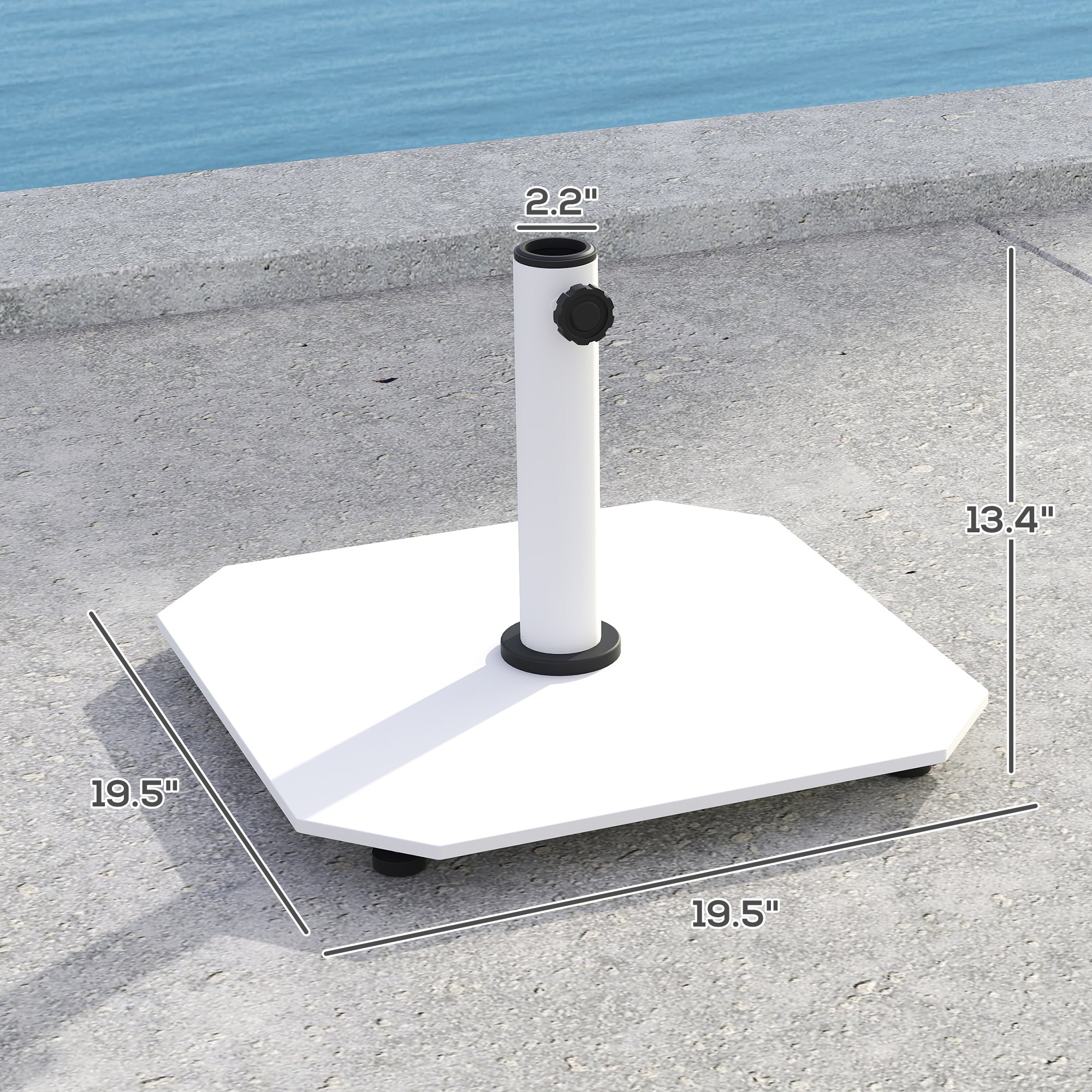 Square Patio Umbrella Base, 41 lbs Metal Umbrella Stand Base with Adjustable Foot Pads, Heavy Duty Patio Umbrella Holder for 1.3"/1.5"/1.9" Umbrella Poles for Outdoor, Lawn, Poolside, White