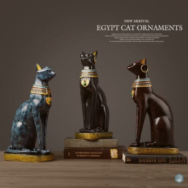 Cat Figurine, Resin Sculpture for Living Room Decor