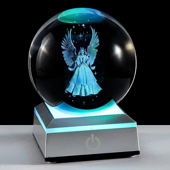 Creative 3D Laser Engraved Saturn & Sun Crystal Ball Lamp
