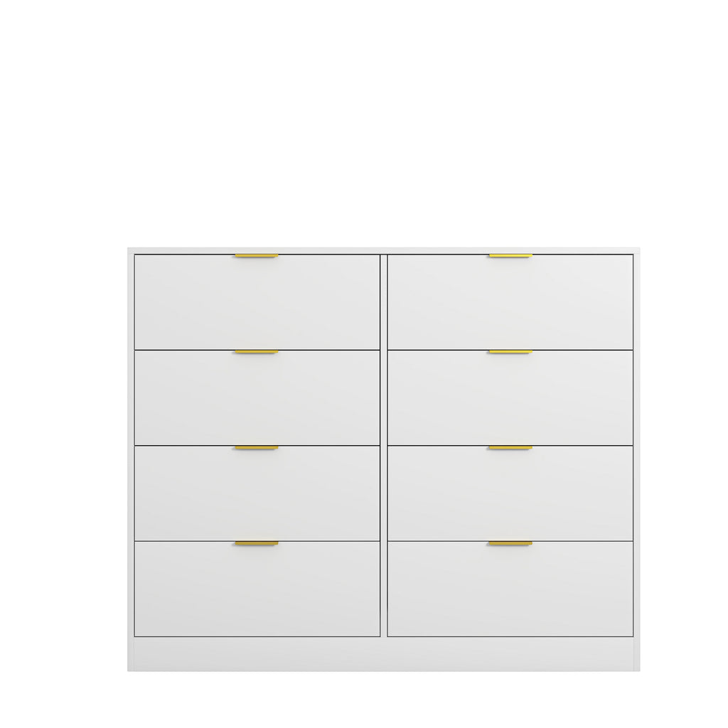 8 Drawers Dresser For Bedroom, Wood Bedroom Dresser Modern Drawer Chest, 8 Chest Of Drawer, Tall Dresser For Closet, Dressers Organizer For Living Room, Closet, Hallway White