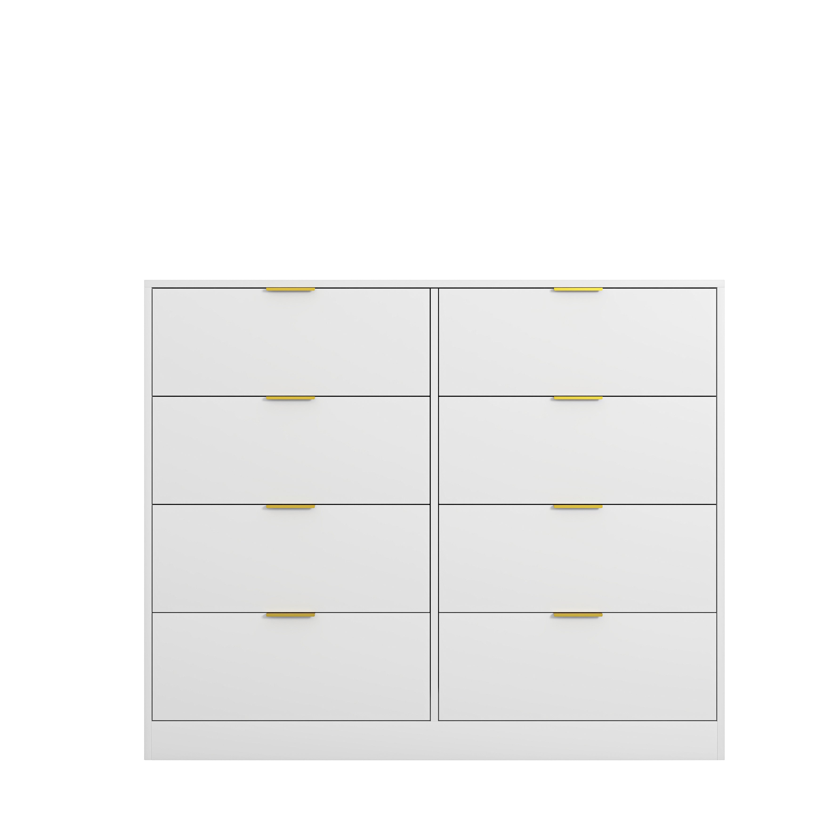 8 Drawers Dresser For Bedroom, Wood Bedroom Dresser Modern Drawer Chest, 8 Chest Of Drawer, Tall Dresser For Closet, Dressers Organizer For Living Room, Closet, Hallway White