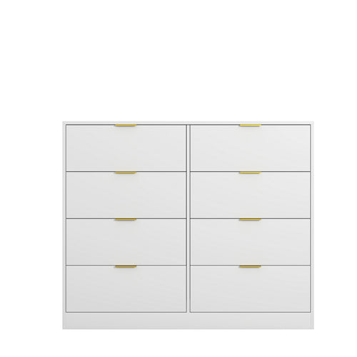 8 Drawers Dresser For Bedroom, Wood Bedroom Dresser Modern Drawer Chest, 8 Chest Of Drawer, Tall Dresser For Closet, Dressers Organizer For Living Room, Closet, Hallway White
