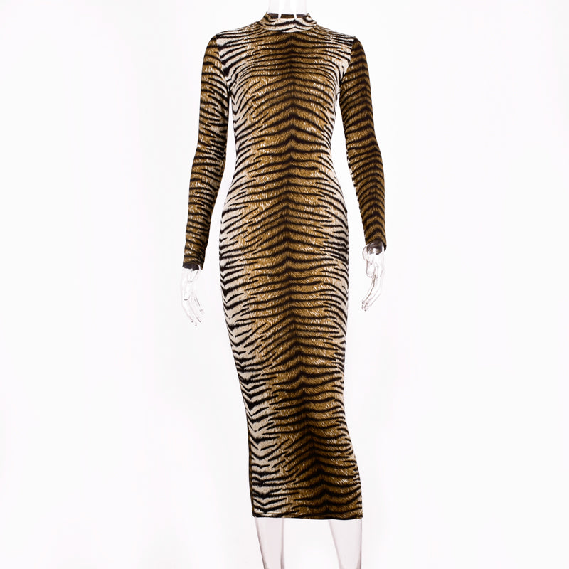 Women's Long Sleeve Sexy Printed Bodycon Dress