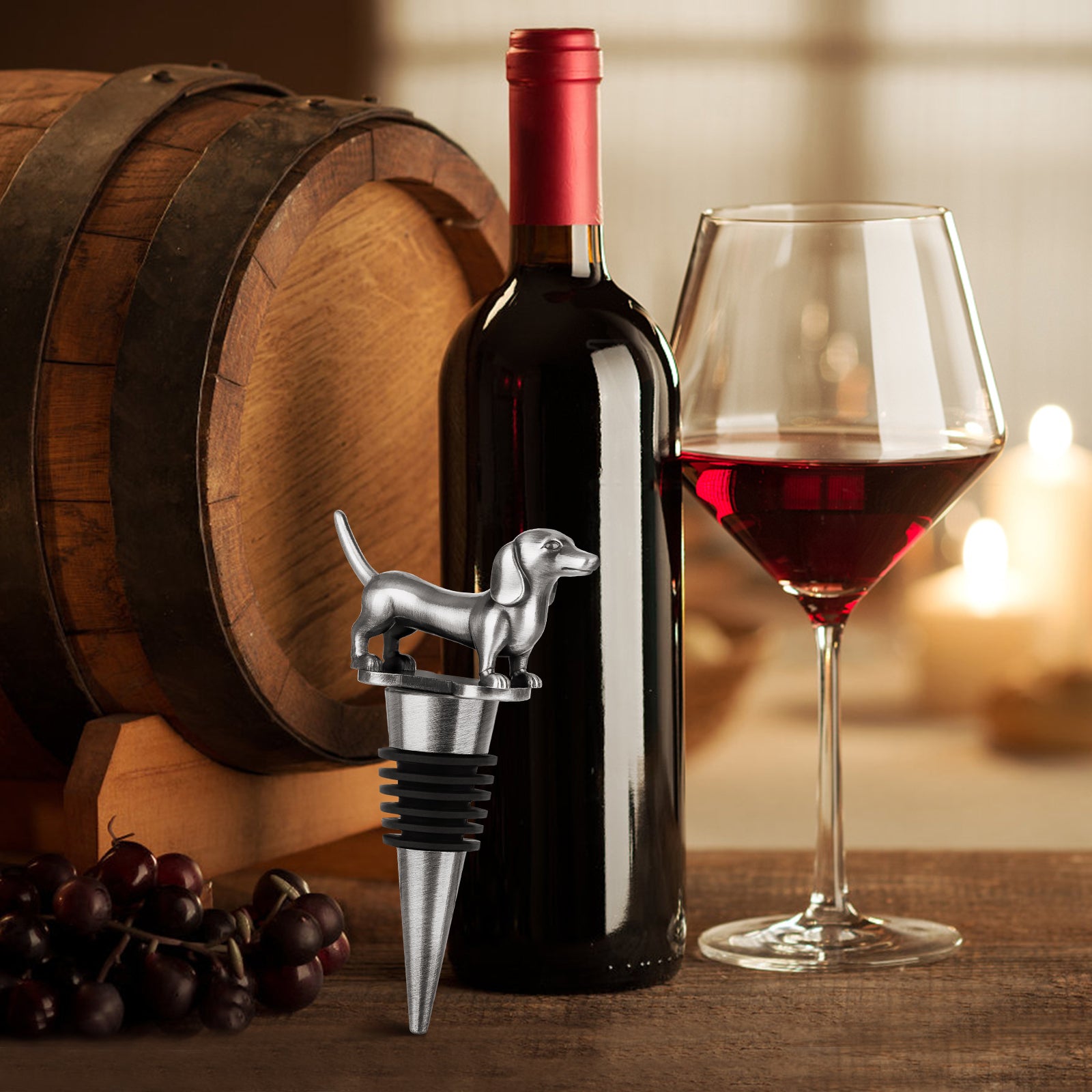 A Dachshund-shaped Red Wine Stopper, A Household Wine Champagne Stopper, An Interesting Dachshund Dog Wine Stopper, Suitable For Men And Women's Birthday Gifts, Halloween, Christmas, Father's Day, Mot