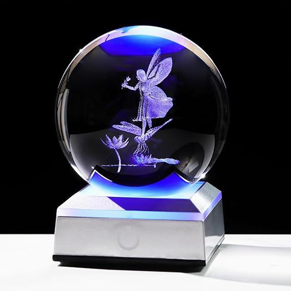 Creative 3D Laser Engraved Saturn & Sun Crystal Ball Lamp