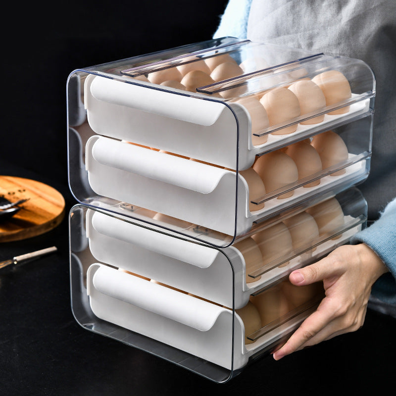 Transparent 32-Grid Double-Layer Egg Storage Box
