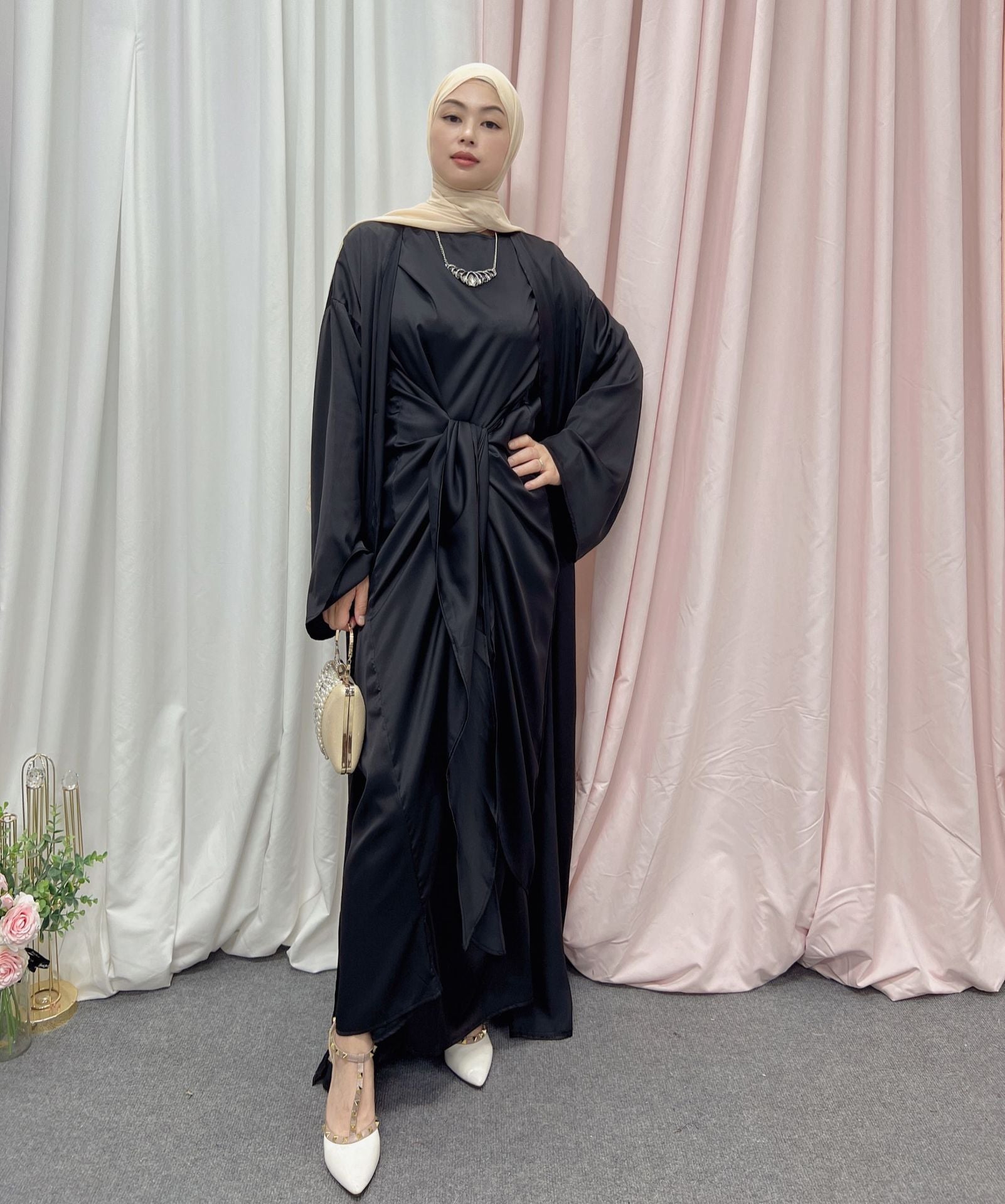 Women's Solid Color Two-Piece Muslim Outfit