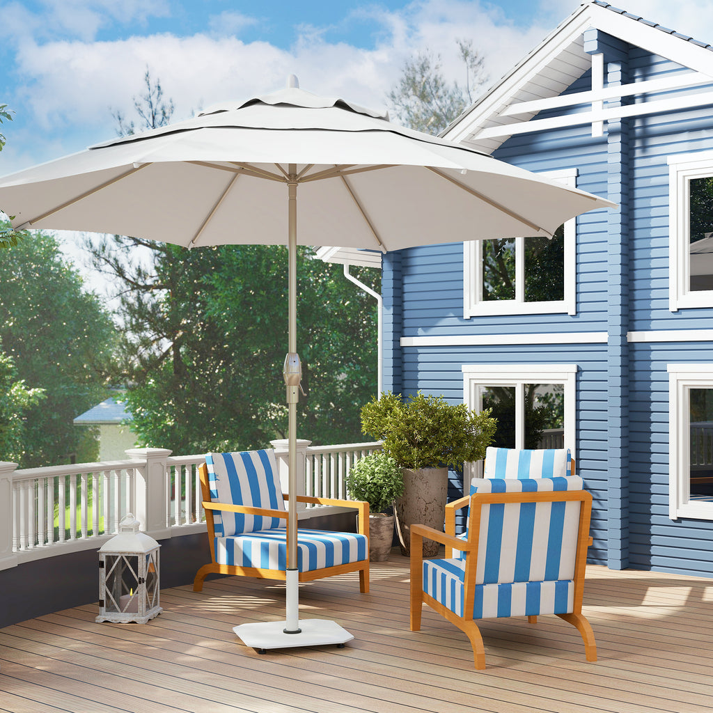 Square Patio Umbrella Base, 41 lbs Metal Umbrella Stand Base with Adjustable Foot Pads, Heavy Duty Patio Umbrella Holder for 1.3"/1.5"/1.9" Umbrella Poles for Outdoor, Lawn, Poolside, White