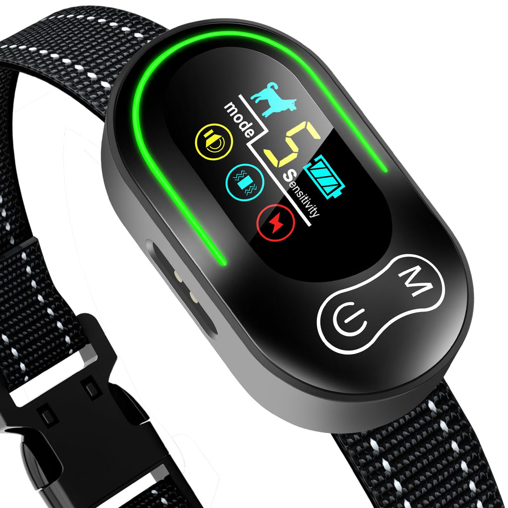 BAYZUOSI Dog Bark Collar - Rechargeable Smart Barking Collar-Anti Bark Training Collar with Adjustable Sensitivity Beep Vibration Shock-Bark Shock Collar for Large Medium Small Dogs (Black)