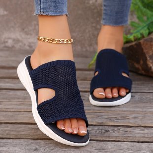 Womens Wedge-heel Thick-soled Mesh Hollow-out Breathable Sandals