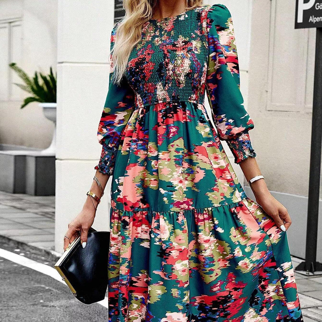 Women's Long Sleeve Printed Dress