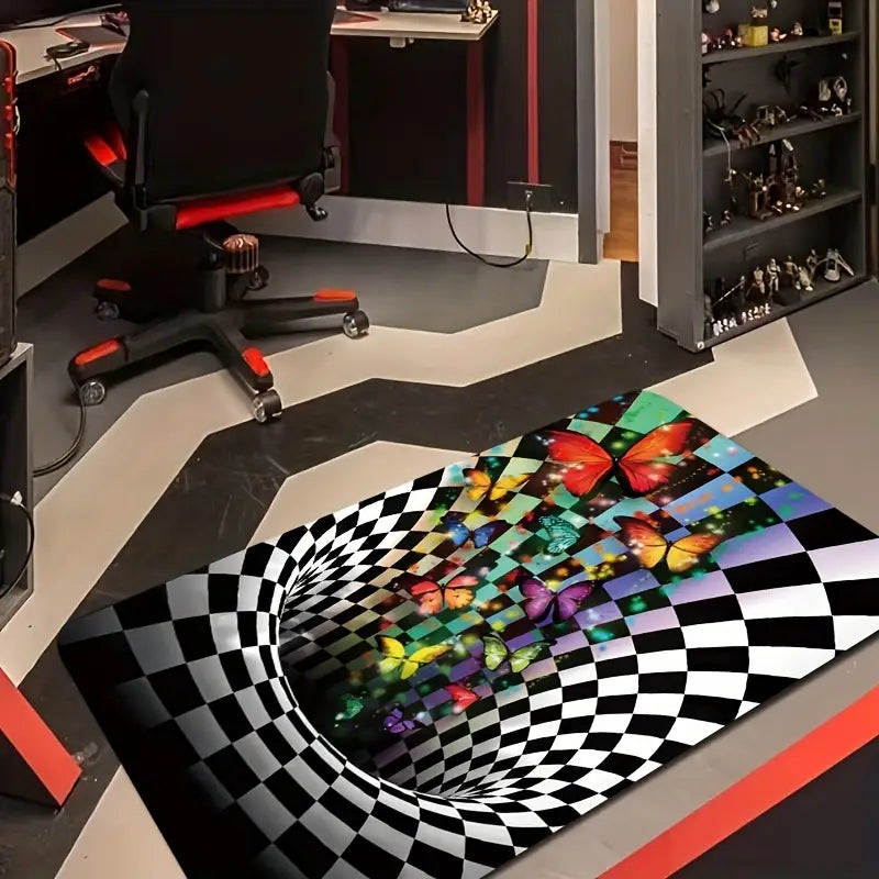 3D Geometric Illusion Rug - Non-Slip and Absorbent