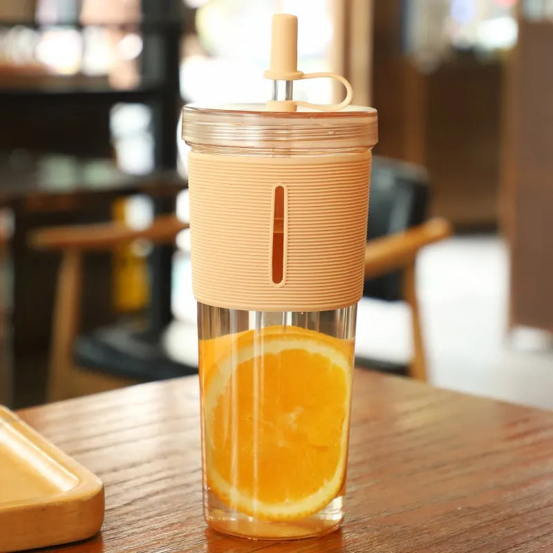Student Portable Outdoor Double Layer Large Capacity Plastic Cup