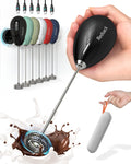 Milk Frother Handheld with CaseUSB C Rechargeable Frother Wand for Coffee Portable Electric Whisk with StandWaterproof Hand Drink Mixer Travel for Lattes Cappuccino Matcha Egg (Black)