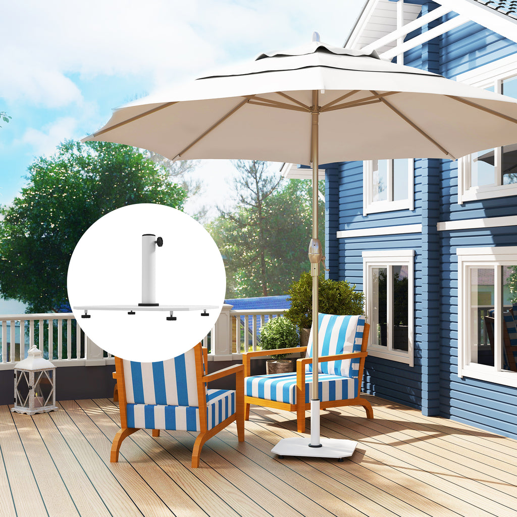 Square Patio Umbrella Base, 41 lbs Metal Umbrella Stand Base with Adjustable Foot Pads, Heavy Duty Patio Umbrella Holder for 1.3"/1.5"/1.9" Umbrella Poles for Outdoor, Lawn, Poolside, White