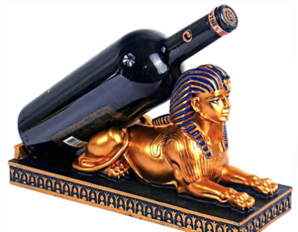 Egyptian Lion-Head Wine Rack and Art Piece