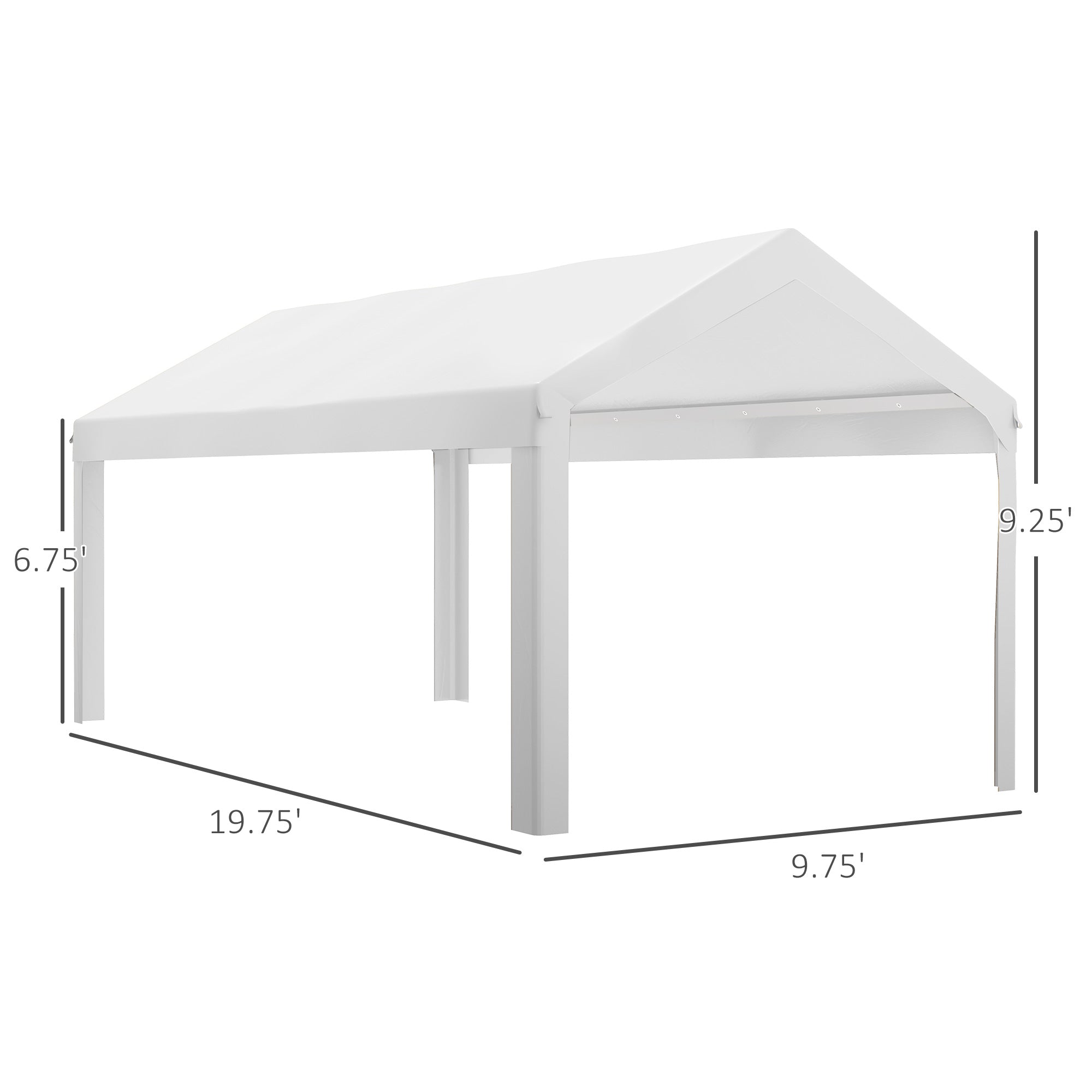 10 x 20ft Carport Roof, UV Resistant Canopy Replacement, Fits 84C-378V00 and 84C-206 Series, White