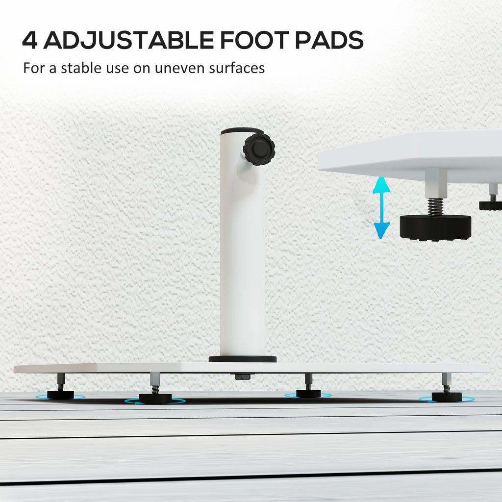 Square Patio Umbrella Base, 41 lbs Metal Umbrella Stand Base with Adjustable Foot Pads, Heavy Duty Patio Umbrella Holder for 1.3"/1.5"/1.9" Umbrella Poles for Outdoor, Lawn, Poolside, White