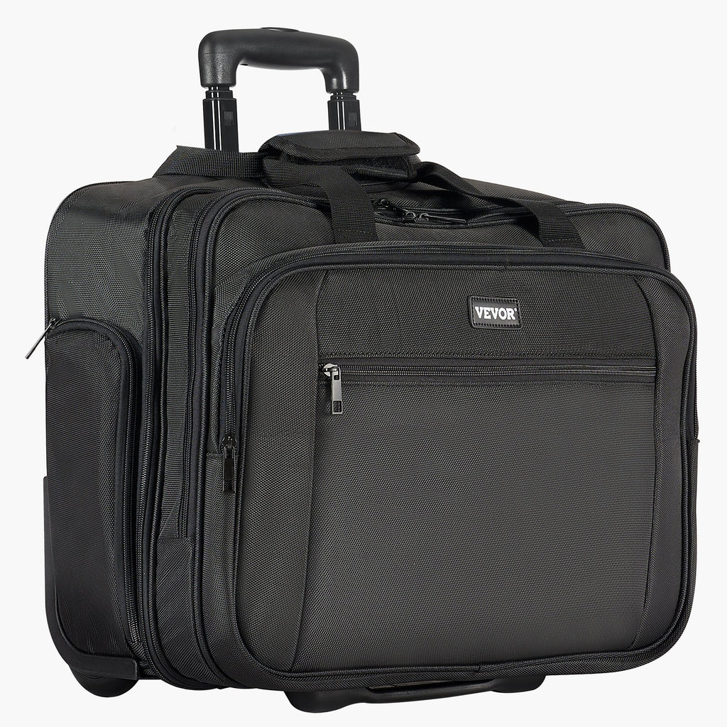 Rolling Laptop Bag, Fits Up To 17.3 Inch Laptop, Wheeled Briefcase, Roller Computer Tote Bag With Wheels & Telescoping Handle, Laptop Case For Work Travel Business Office, Women & Men (Black)