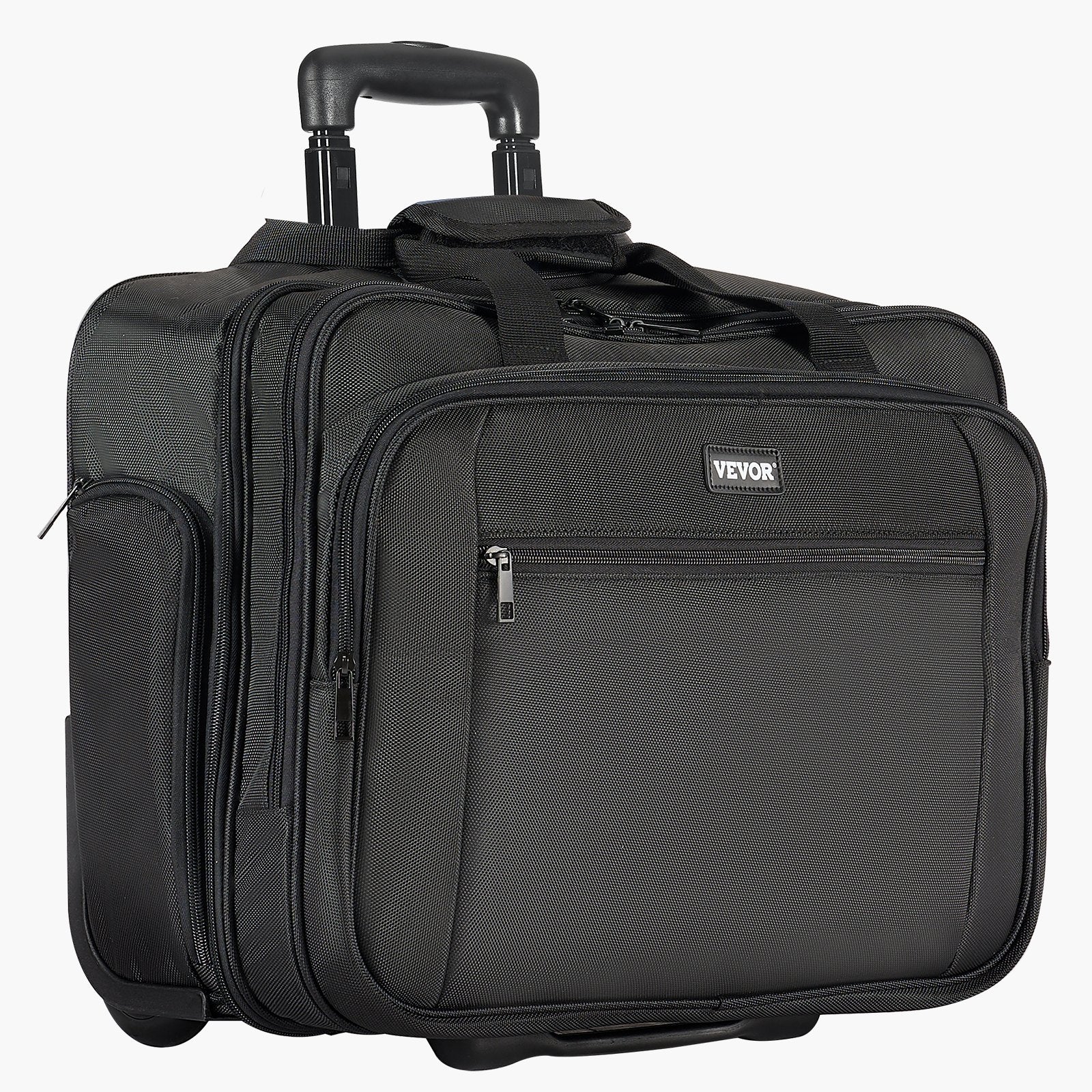 Rolling Laptop Bag, Fits Up To 17.3 Inch Laptop, Wheeled Briefcase, Roller Computer Tote Bag With Wheels & Telescoping Handle, Laptop Case For Work Travel Business Office, Women & Men (Black)