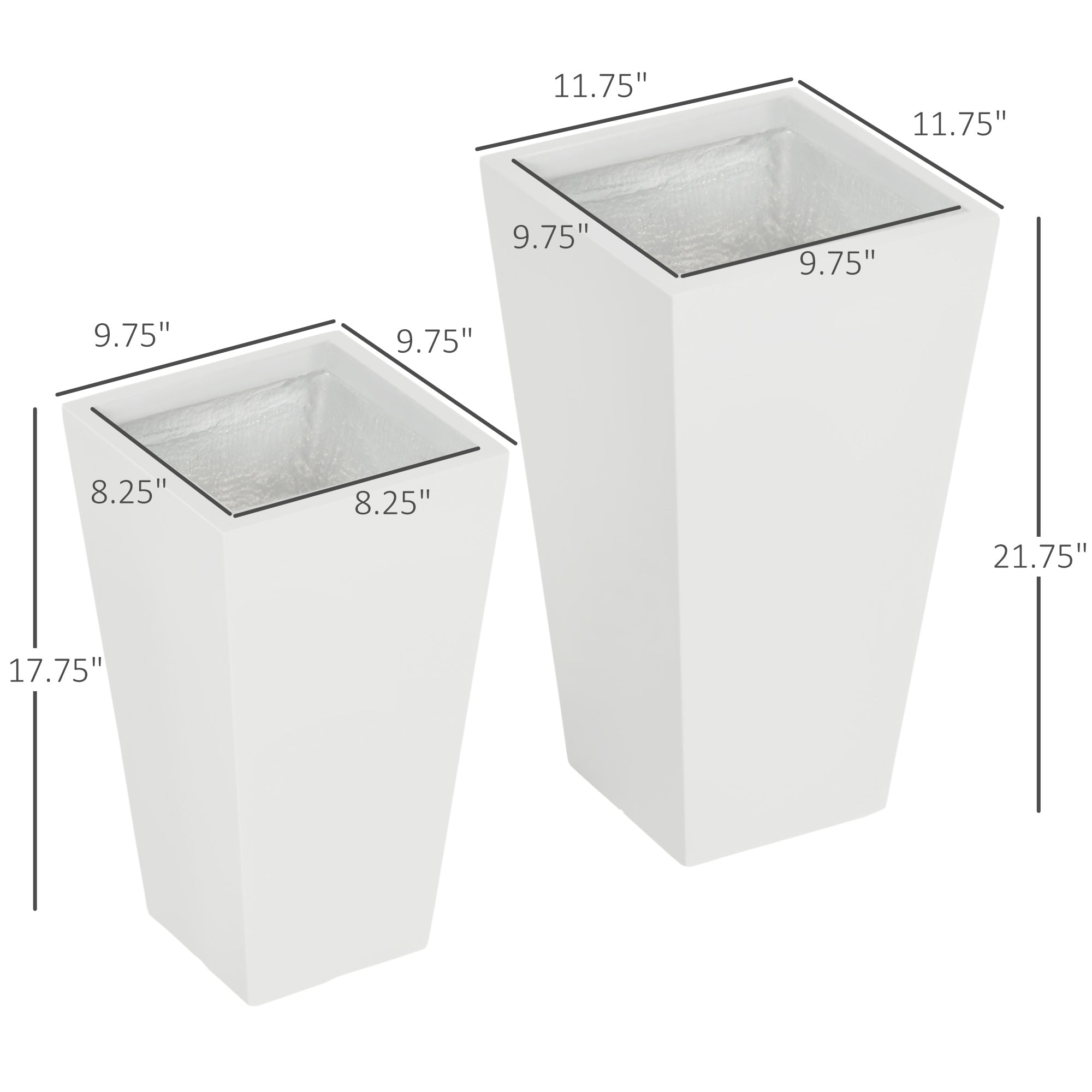 2-Pack Outdoor Planter Set, Flower Pots with Drainage Holes, Durable & Stackable Plant Pot, 22in & 18in, for Porch, Entryway, Patio, Yard, Garden, White