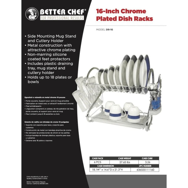 Better Chef 16  2-Level Chrome-Plated S-Shaped Dish Rack