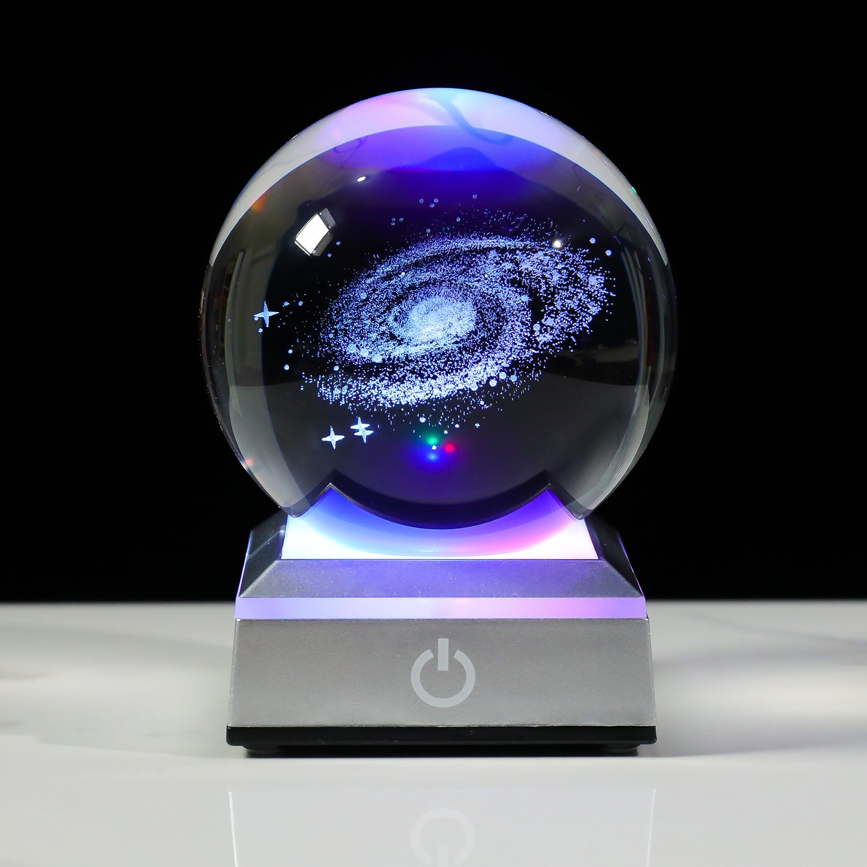 Creative 3D Laser Engraved Saturn & Sun Crystal Ball Lamp