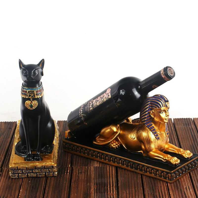 Anubis Wine Rack with Egyptian Cat God Design