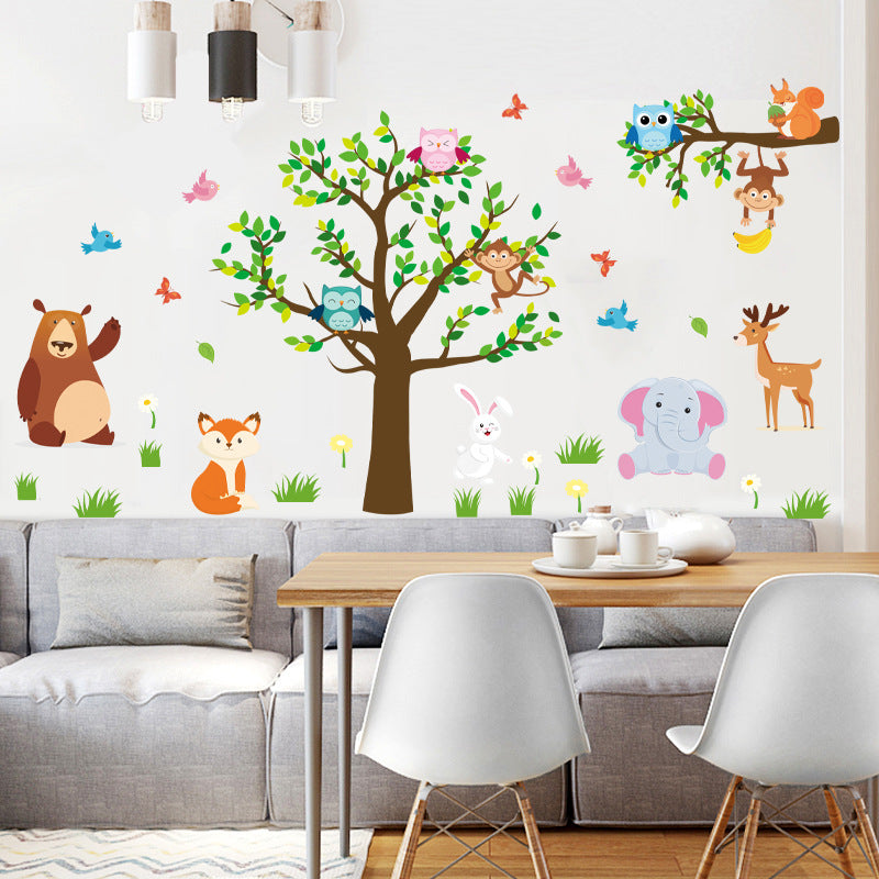 Cartoon Forest Animal Wall Stickers for Kids' Rooms