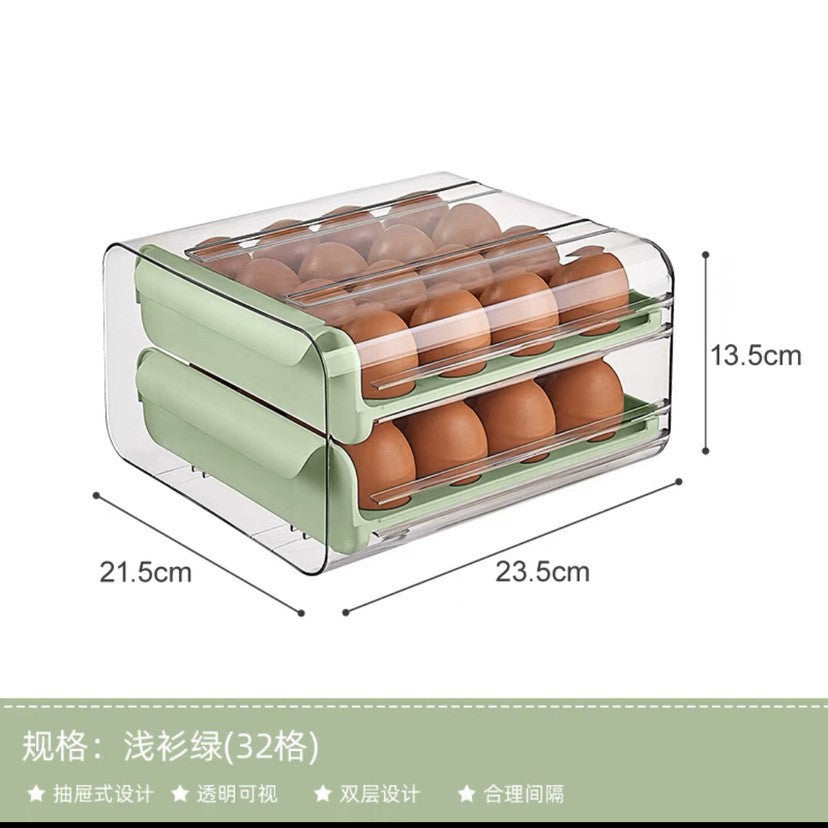 Transparent 32-Grid Double-Layer Egg Storage Box