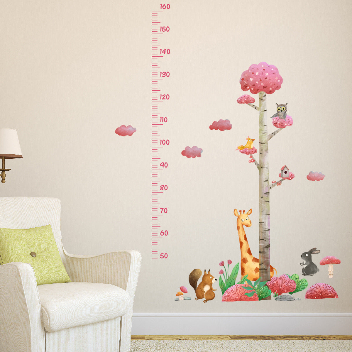 Colorful Forest Animal Height Stickers for Kids' Rooms