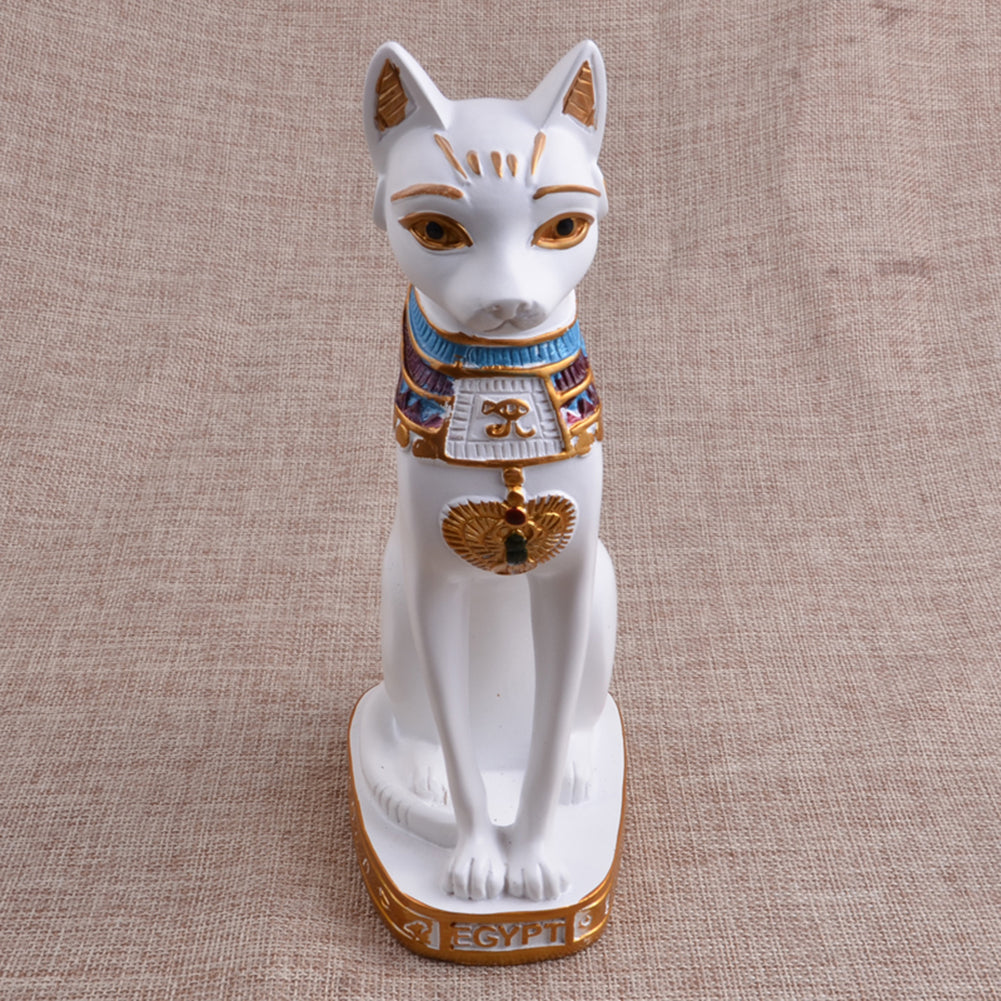 Black and White Egyptian Cat God Resin Decor Piece
