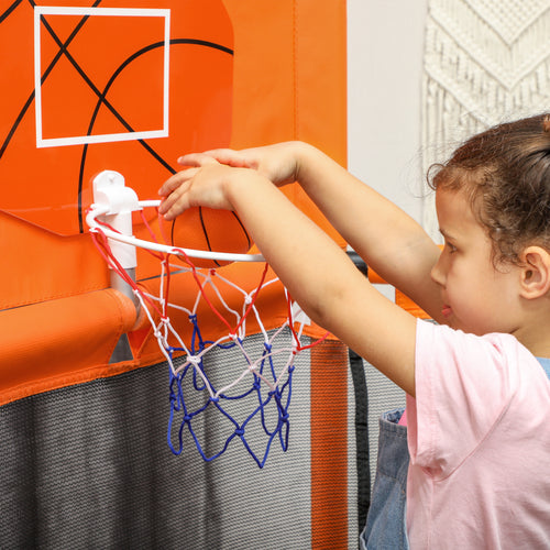 48" Kids Trampoline  with Safety Enclosure Net, Basketball Hoop for Ages 3-6, Gifts for Boys & Girls, Orange