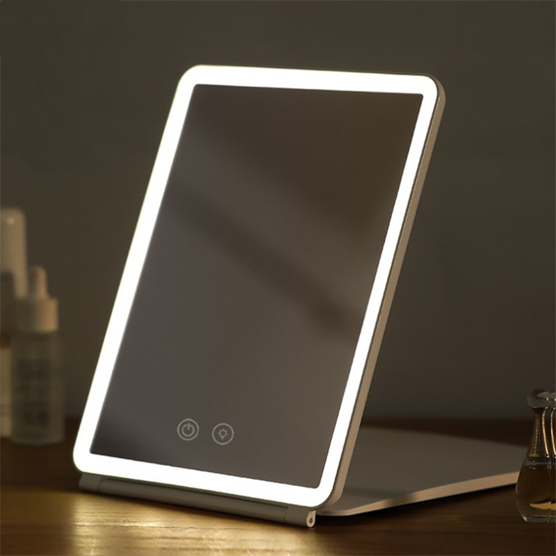 Portable Rechargeable LED Square Mirror for Cosmetics