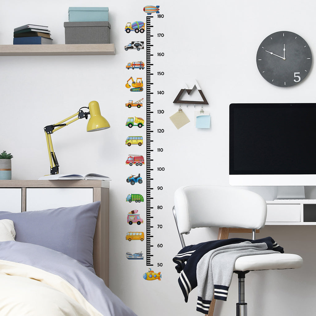 Creative Cartoon Car Height Stickers for Kids' Rooms