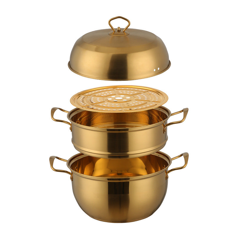 Large-Capacity Double-Layer Stainless Steel Steamer