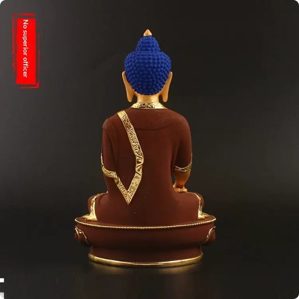 Amitabha Buddha And Medicine Buddha Painted Resin Auspicious Craft Ornament