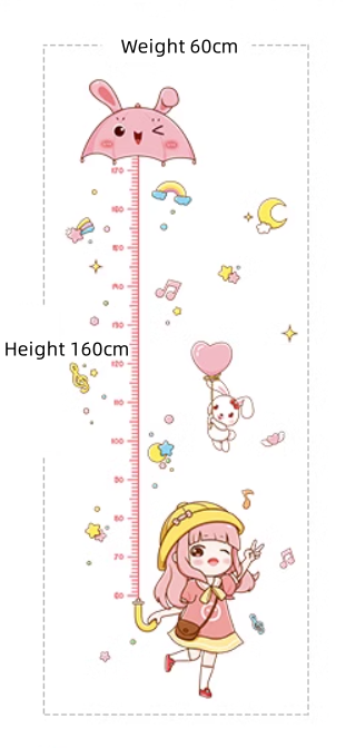 Removable Cartoon Height Stickers for Kids' Rooms