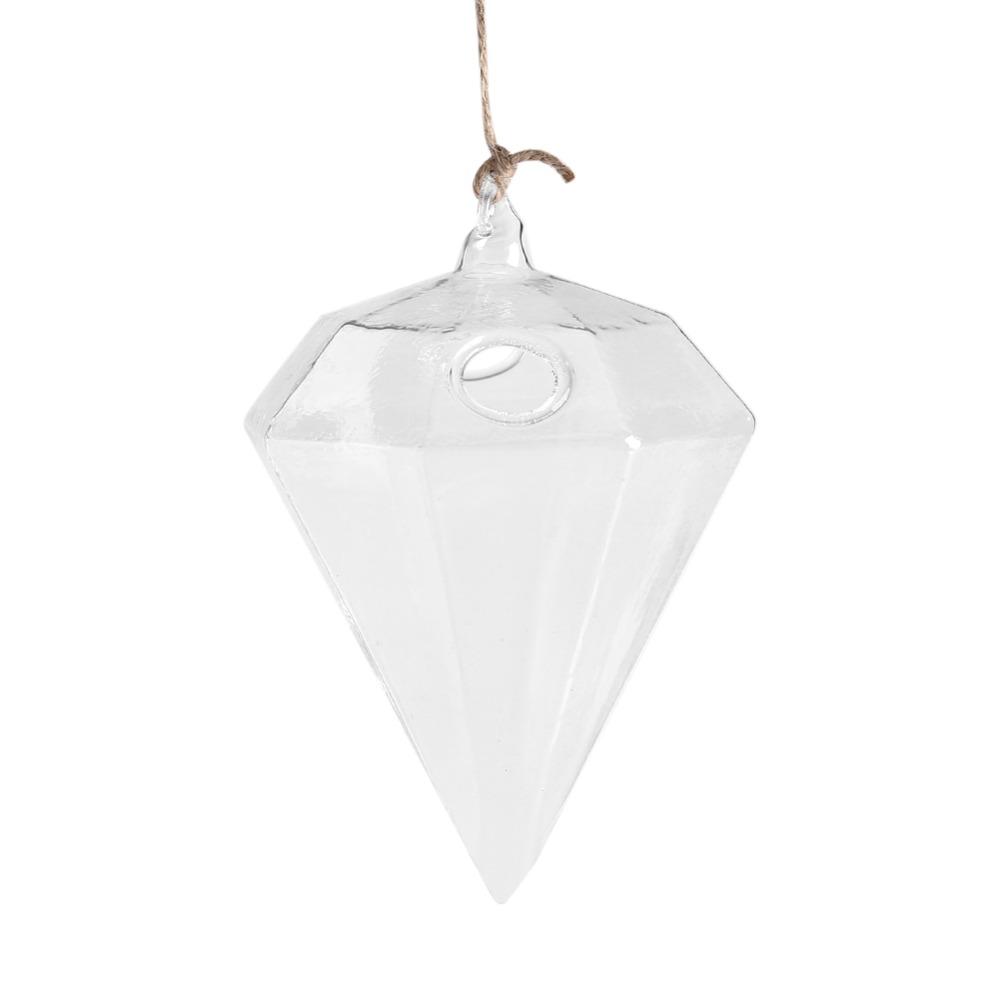 Diamond Shaped Glass Hanging Plant Pot
