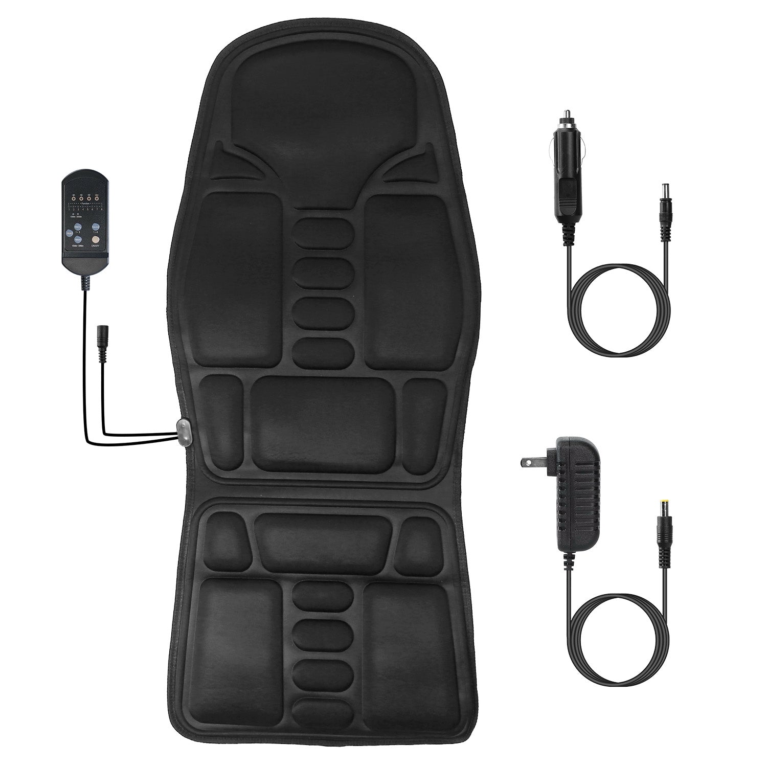 Back Massager Cushion Electric Massage Car Seat Cushion Chair Pad W Heating Function 8 Vibration Modes 3 Intensity Levels