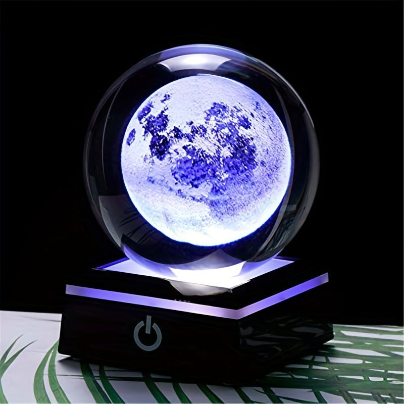 Creative 3D Laser Engraved Saturn & Sun Crystal Ball Lamp
