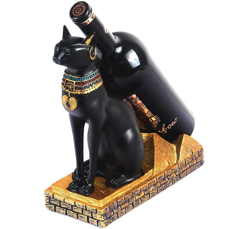 Anubis Wine Rack with Egyptian Cat God Design
