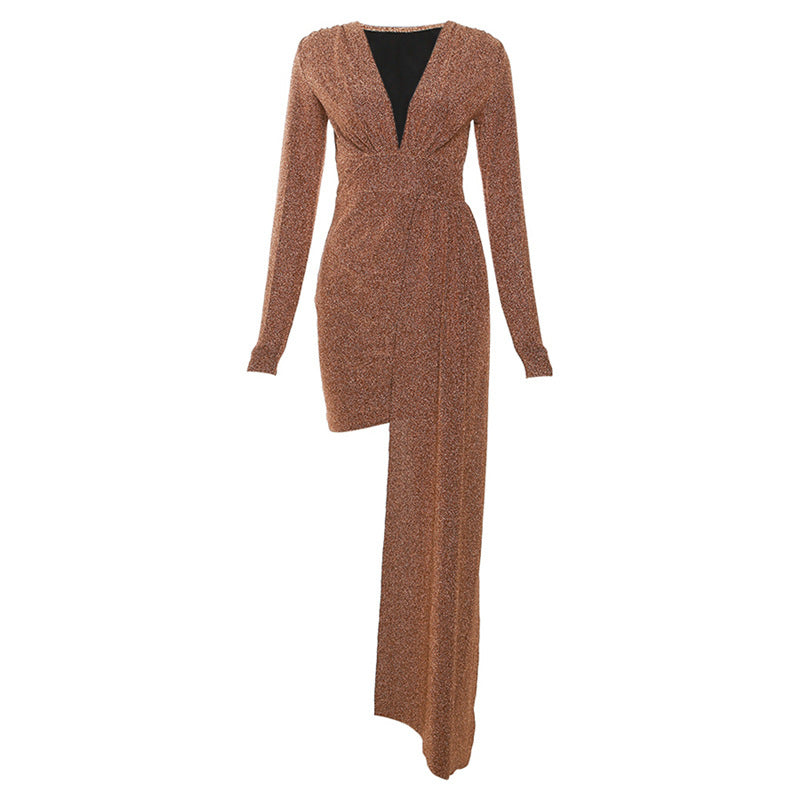 2023 Fashion Long Sleeve V-Neck Bodycon Dress for Women