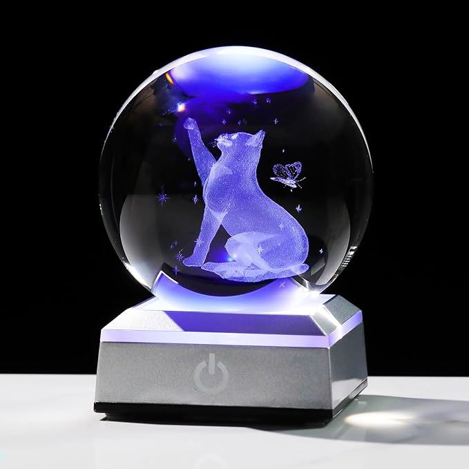 Creative 3D Laser Engraved Saturn & Sun Crystal Ball Lamp