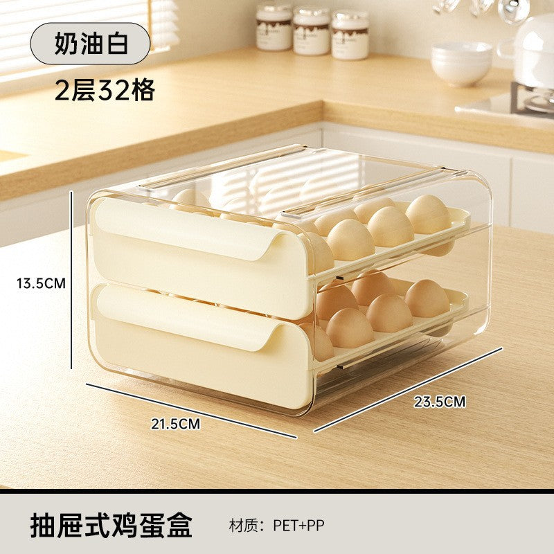 Transparent 32-Grid Double-Layer Egg Storage Box