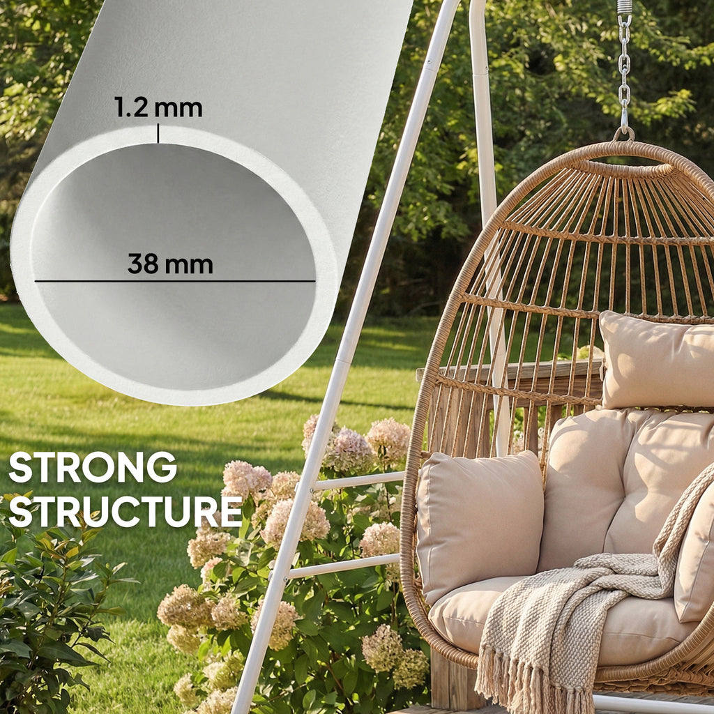 Hammock Chair Stand  Indoor and Outdoor Use with Anti-Slip Foot Pads, 2 Carabiners, White