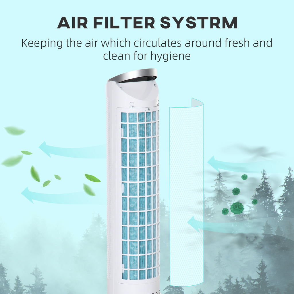 40" Portable Oscillating Air Cooler Fan for Home Office, 3-In-1 Standing Ice Floor Fan with Humidifier, 3 Modes, 3 Speeds, 8H Timer, Remote, LED Display, White