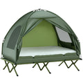 2-Person Tent Cot, 4-in-1 Elevated Camping Bed Combo with Air Mattress, Bed Cover, Foot Pump, Folding Off Ground Double Tent for Camping, Hiking, Backpacking